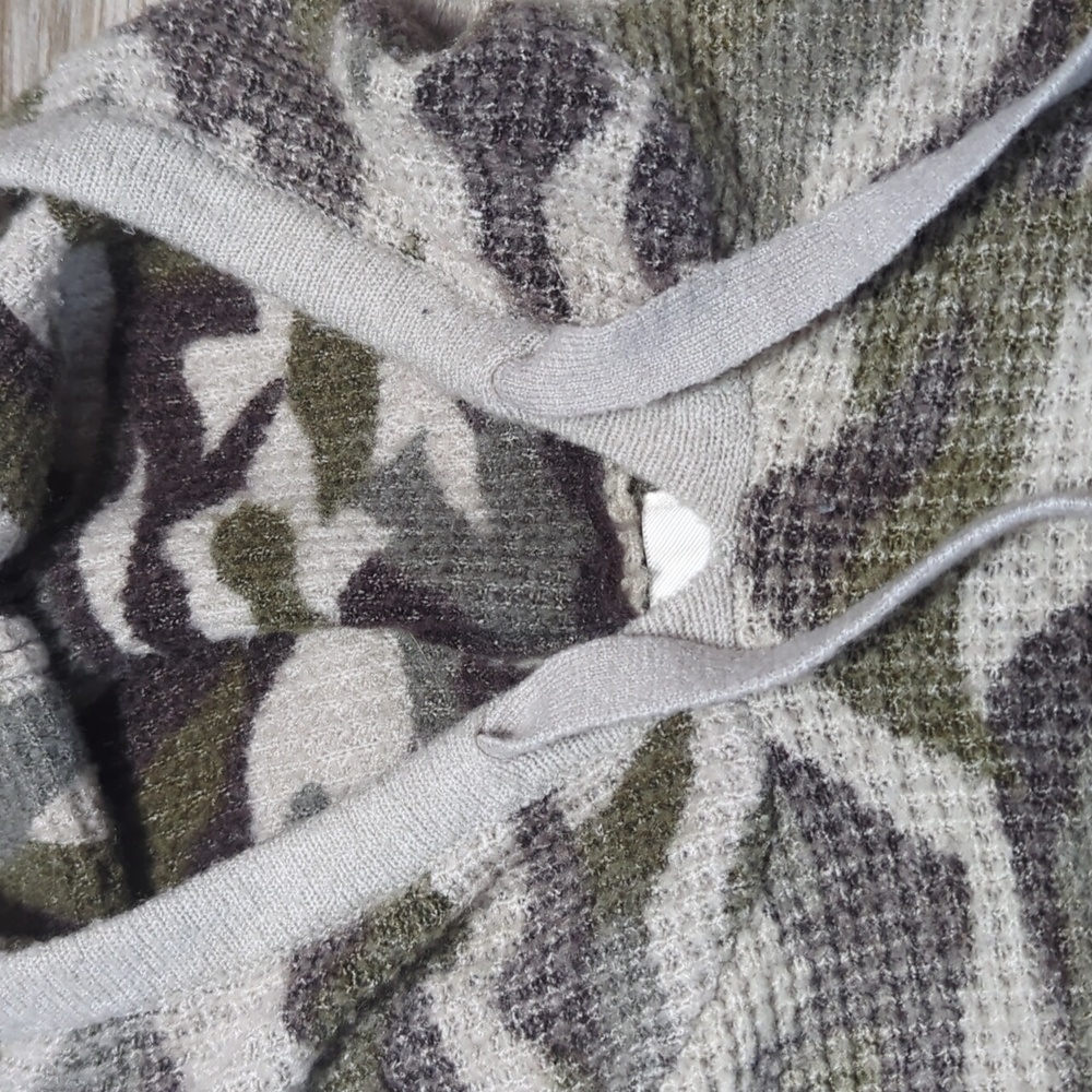 Vintage Havana Cropped Waffle Thermal Sweatshirt Hoodie - Picture 4 of 6